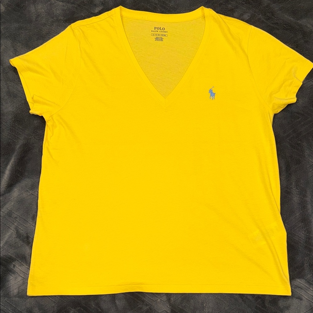 Polo by Ralph Lauren Women's Bright Yellow V-Neck Tee